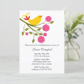 Yellow Songbird Bridal Shower Invitation Kaart (Staand voorkant)