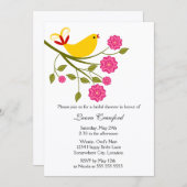 Yellow Songbird Bridal Shower Invitation Kaart (Voorkant / Achterkant)
