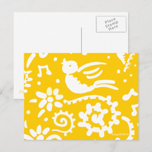 Yellow Songbird briefkaart (Voorkant / Achterkant)