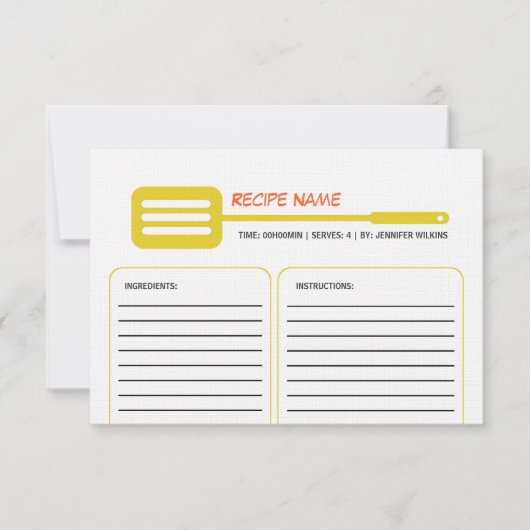 Yellow Spatula Recipe Card Kaart (Voorkant)