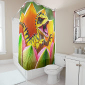 Yellow Spiked Dinosaur Baby Douchegordijn (In situ)