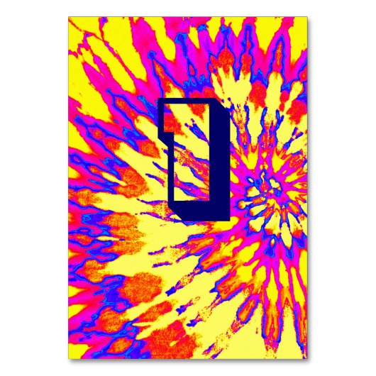 Yellow Spiral tie Dye bruiloft Table One Kaart (Achterkant)
