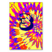 Yellow Spiral Tie Dye Wedding Table Three Kaart (Voorkant)
