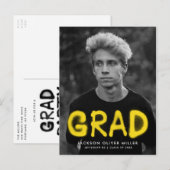 Yellow Spray Paint Photo Graduparty Uitnodiging Briefkaart (Voorkant / Achterkant)