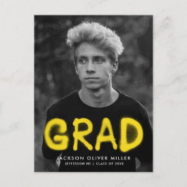 Yellow Spray Paint Photo Graduparty Uitnodiging Briefkaart