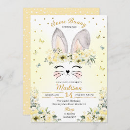 Yellow Spring Bunny Ears Flower Crothday Kaart