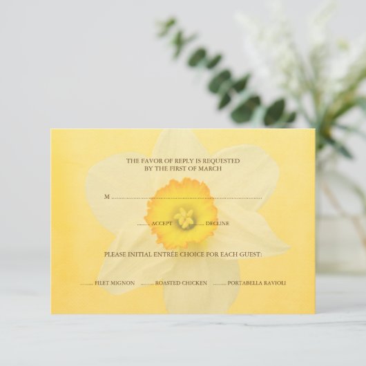 Yellow Spring Daffodil Flower RSVP-reactiekaart RSVP Kaartje (Staand voorkant)