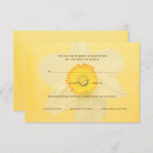 Yellow Spring Daffodil Flower RSVP-reactiekaart RSVP Kaartje (Voorkant / Achterkant)