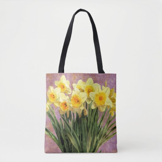 Yellow Spring Daffodils Rustic Lavender Tote Bag (Voorkant)