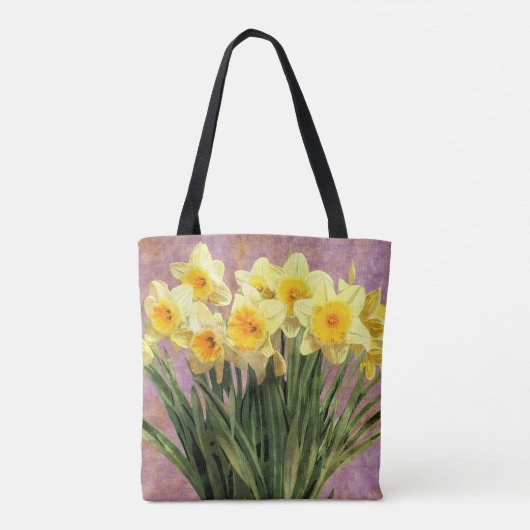 Yellow Spring Daffodils Rustic Lavender Tote Bag (Achterkant)