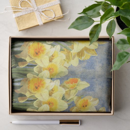 Yellow Spring Daffodils Rustic Tissuepapier (Geschenk)