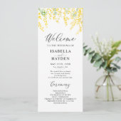 Yellow Spring Elegant Floral Wedding Flat Programm Programmakaart (Staand voorkant)