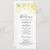 Yellow Spring Elegant Floral Wedding Flat Programm Programmakaart (Voorkant / Achterkant)