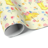 Yellow Spring Floral Waterverf Wrapping Paper – G Cadeaupapier (Rol Hoek)