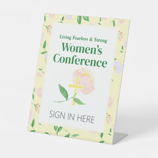 Yellow Spring Floral Women's Conference Reclamebord Met Voetstuk (Voorkant)