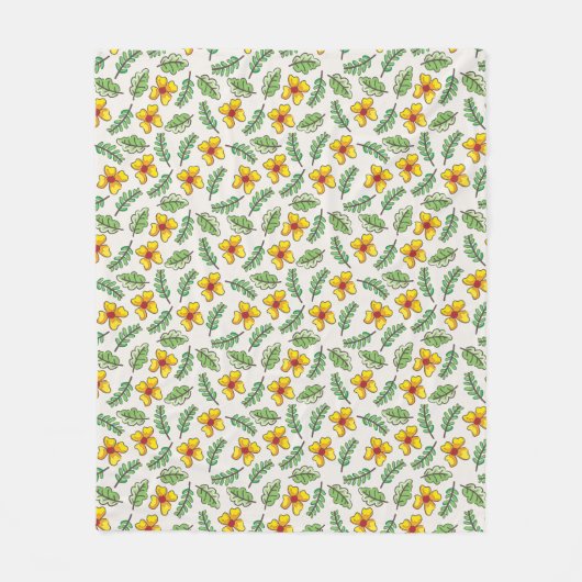 Yellow Spring Flowers Country Pattern Blanket Fleece Deken (Voorkant)