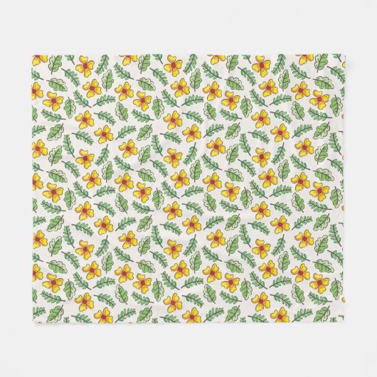 Yellow Spring Flowers Country Pattern Blanket Fleece Deken (Voorkant (Horizontaal))