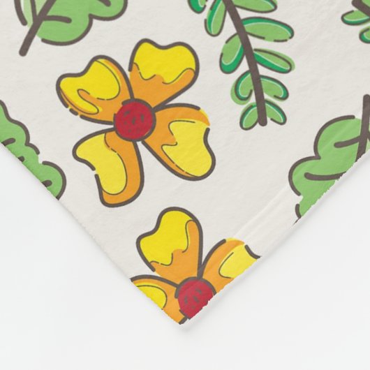 Yellow Spring Flowers Country Pattern Blanket Fleece Deken (Hoek)