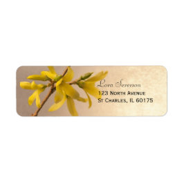 Yellow Spring Forsythia Bloemen Retouradres Etiket