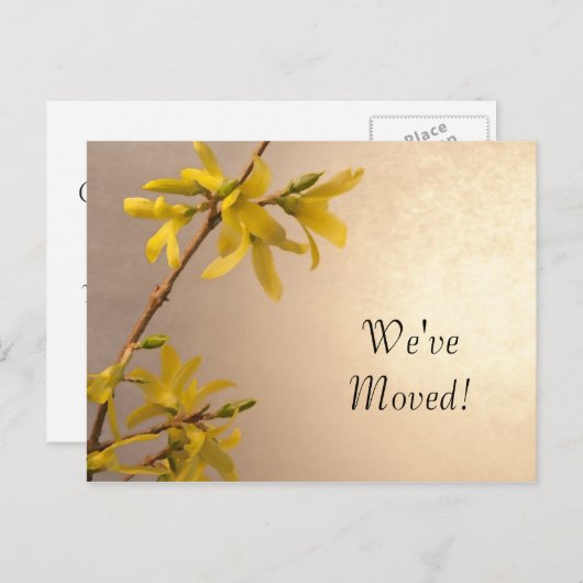 Yellow Spring Forsythia Change of Address Aankondigingskaart (Voorkant / Achterkant)