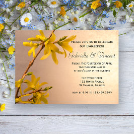 Yellow Spring Forsythia Flowers Engagement Party Kaart