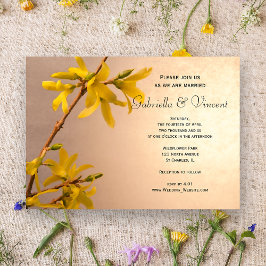 Yellow Spring Forsythia Wedding Kaart