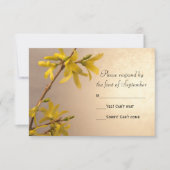 Yellow Spring Forsythia Wedding RSVP Response Kaar (Voorkant)