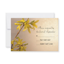 Yellow Spring Forsythia Wedding RSVP Response Kaar