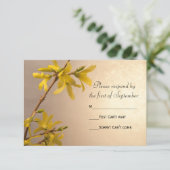Yellow Spring Forsythia Wedding RSVP Response Kaar Kaartje (Staand voorkant)