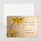 Yellow Spring Forsythia Wedding RSVP Response Kaar Kaartje (Voorkant / Achterkant)