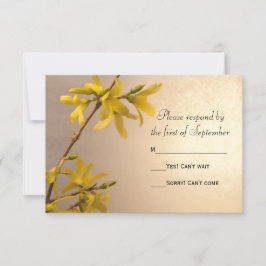 Yellow Spring Forsythia Wedding RSVP Response Kaar Kaartje