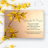 Yellow Spring Forsythia Wedding Save the Date Kaart