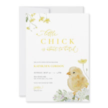 Yellow Spring Little Chick Baby shower Uitnodiging