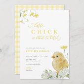 Yellow Spring Little Chick Baby shower Uitnodiging (Voorkant / Achterkant)