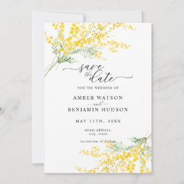 Yellow Spring Mimosa Floral Wedding Bewaar de datu Kaart