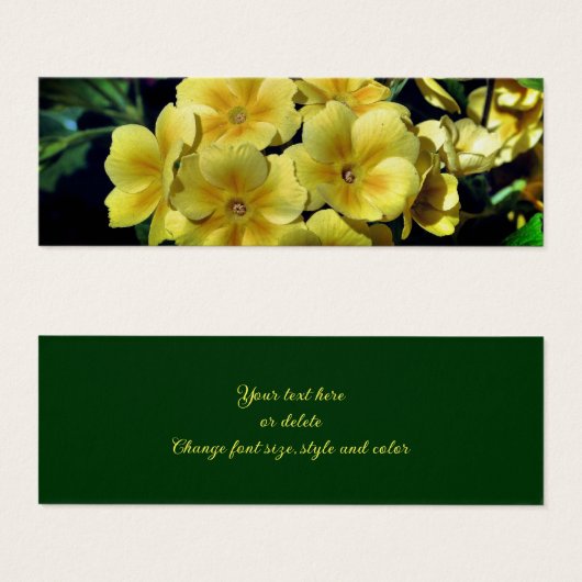 Yellow Spring Primrose Flowers Mini Bladwijzer Mini Visitekaartjes (Voorkant /achterkant)