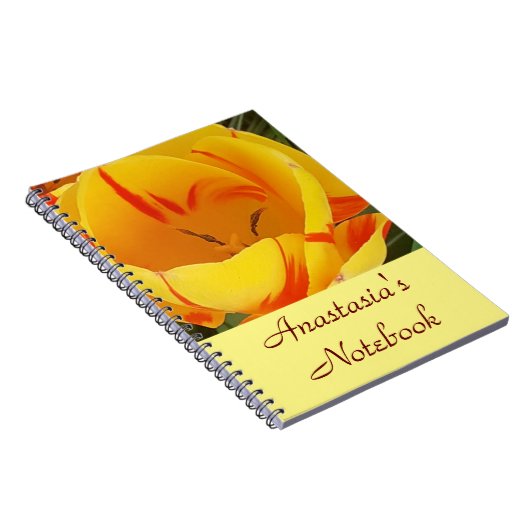 Yellow Spring Tulip gepersonaliseerd Notitieboek (Rechterzijde)
