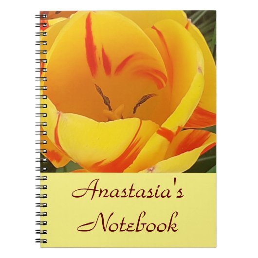 Yellow Spring Tulip gepersonaliseerd Notitieboek (Voorkant)