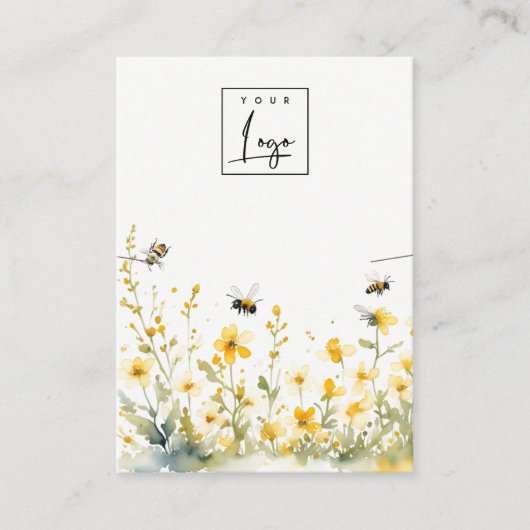 Yellow Spring Wildflower Bee Ketting Logo Display Visitekaartje (Voorkant)