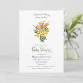Yellow Springtime Florals Baby shower Kaart (Staand voorkant)