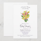 Yellow Springtime Florals Baby shower Kaart (Voorkant / Achterkant)