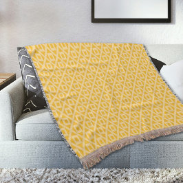 Yellow Square And Diamonds Pattern Throw Blanket Deken