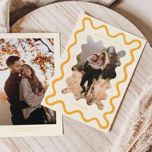 Yellow Squiggly Wavy Lijst Wedding Save The Date