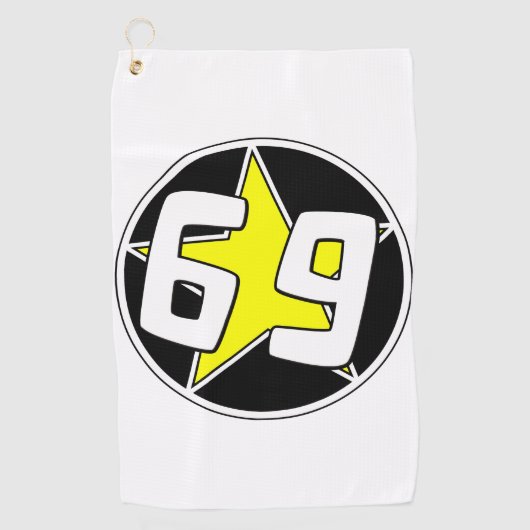 Yellow Star 69 Golfhanddoek (Voorkant)