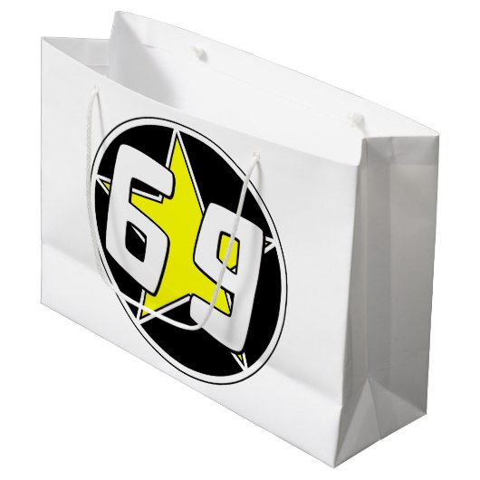 Yellow Star 69 Groot Cadeauzakje (Voorkant Gekanteld)