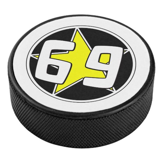 Yellow Star 69 Hockey Puck (3/4)