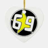 Yellow Star 69 Keramisch Ornament (Voorkant)