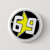 Yellow Star 69 Ronde Button 5,7 Cm (Voorkant)