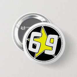 Yellow Star 69 Ronde Button 5,7 Cm