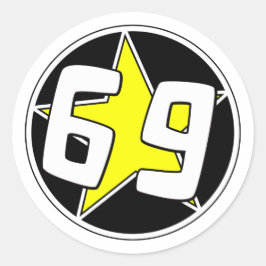 Yellow Star 69 Ronde Sticker